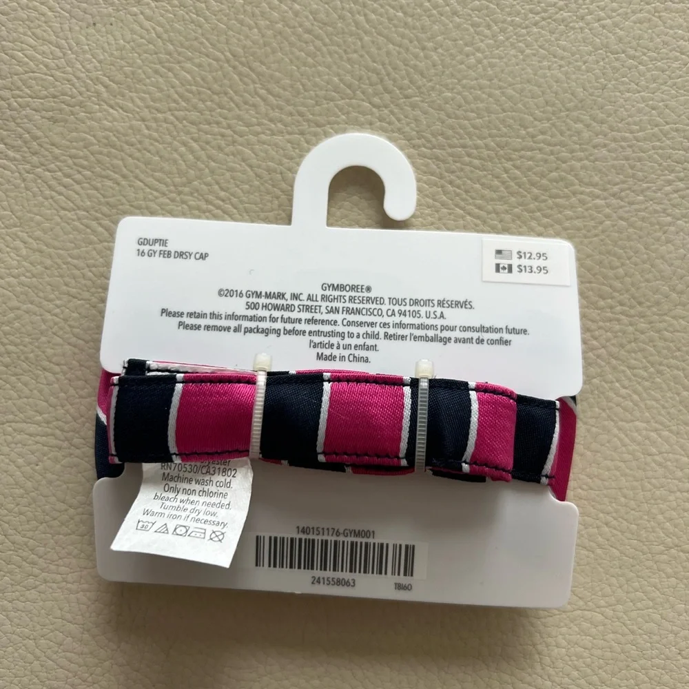 Gymboree Pink and Black Striped Bow Tie